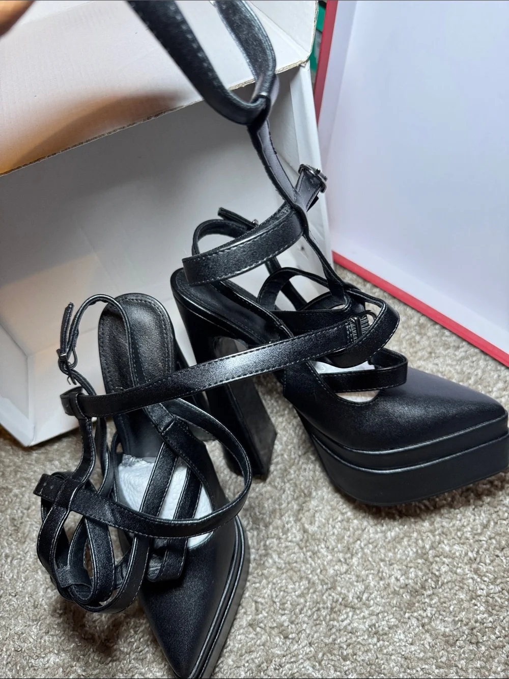 Strappy Platform High Heel Pumps - Black